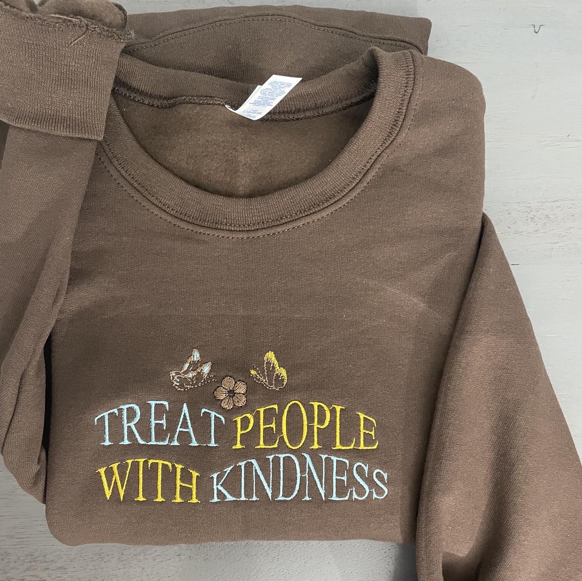 Treat People with Kindness embroidered Sweatshirts, tpwk embroidered crewneck