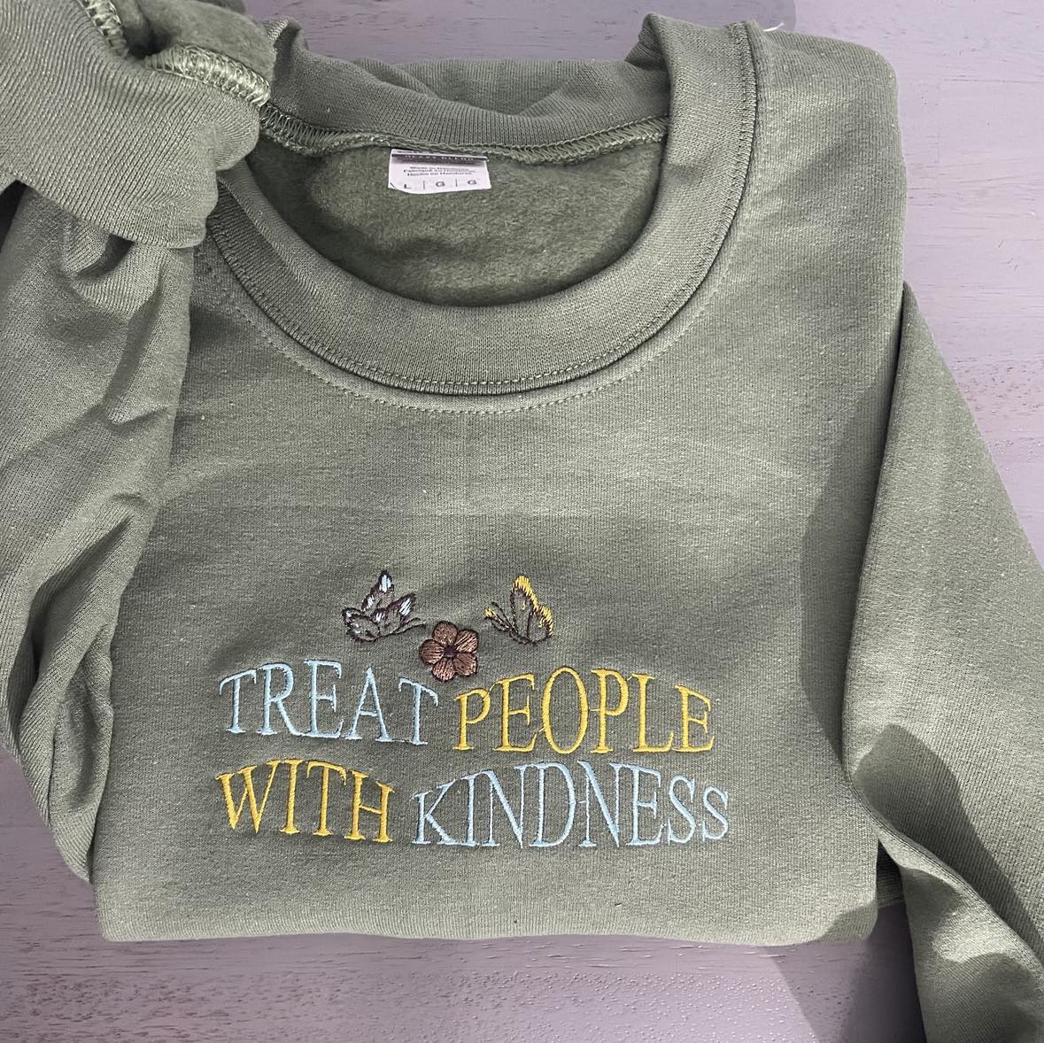 Treat People with Kindness embroidered Sweatshirts, tpwk embroidered crewneck