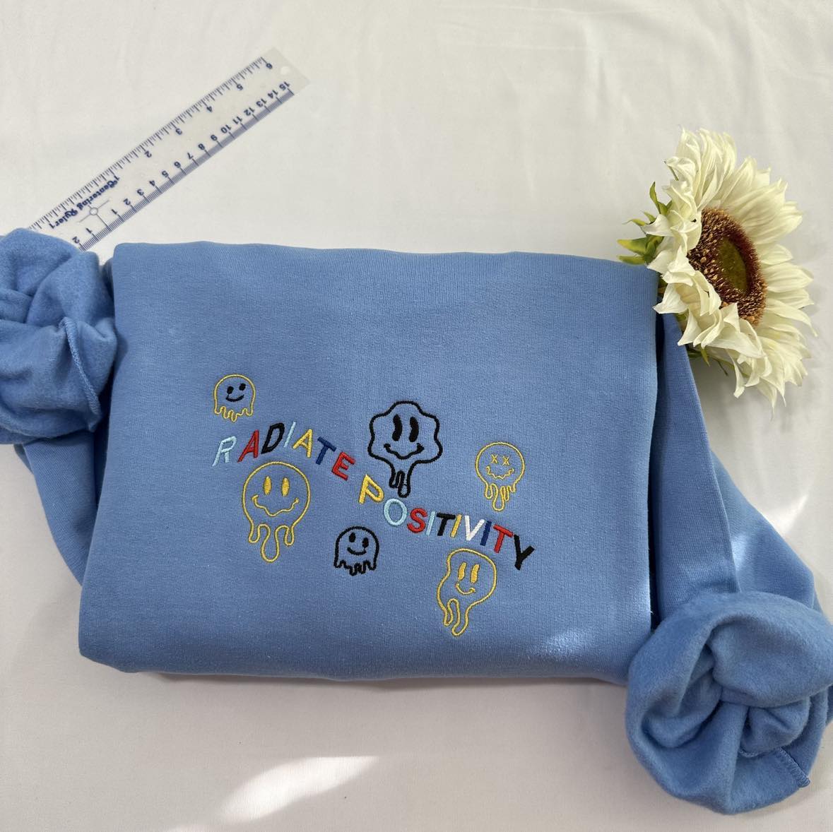 Radiate Positivity insperational embroidered sweatshirt; Inspirational Sweatshirts