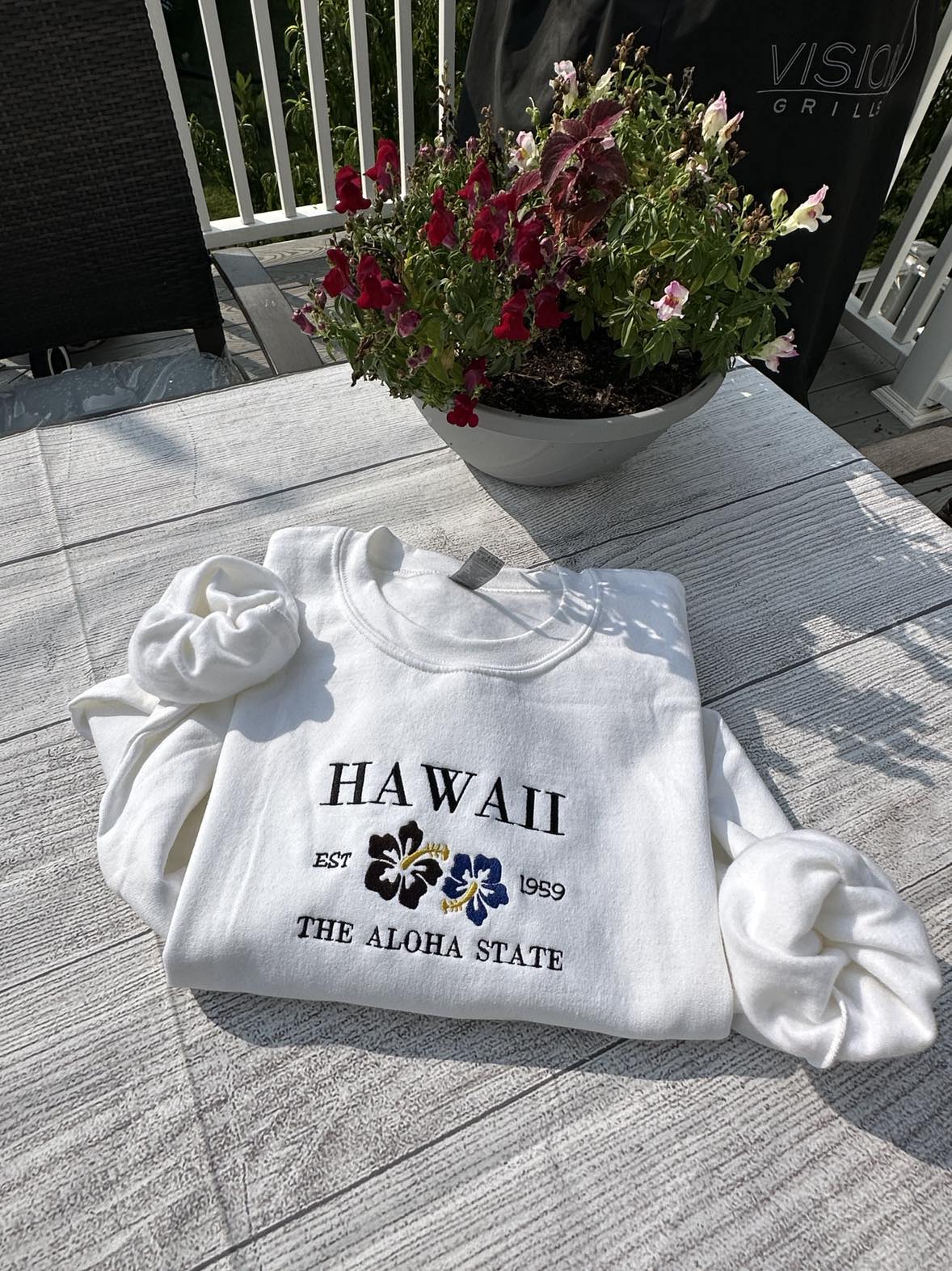 Hawaii Aloha embroidered sweatshirt, Pacific Sweatshirts, Aloha state embroidered crewneck; gift for