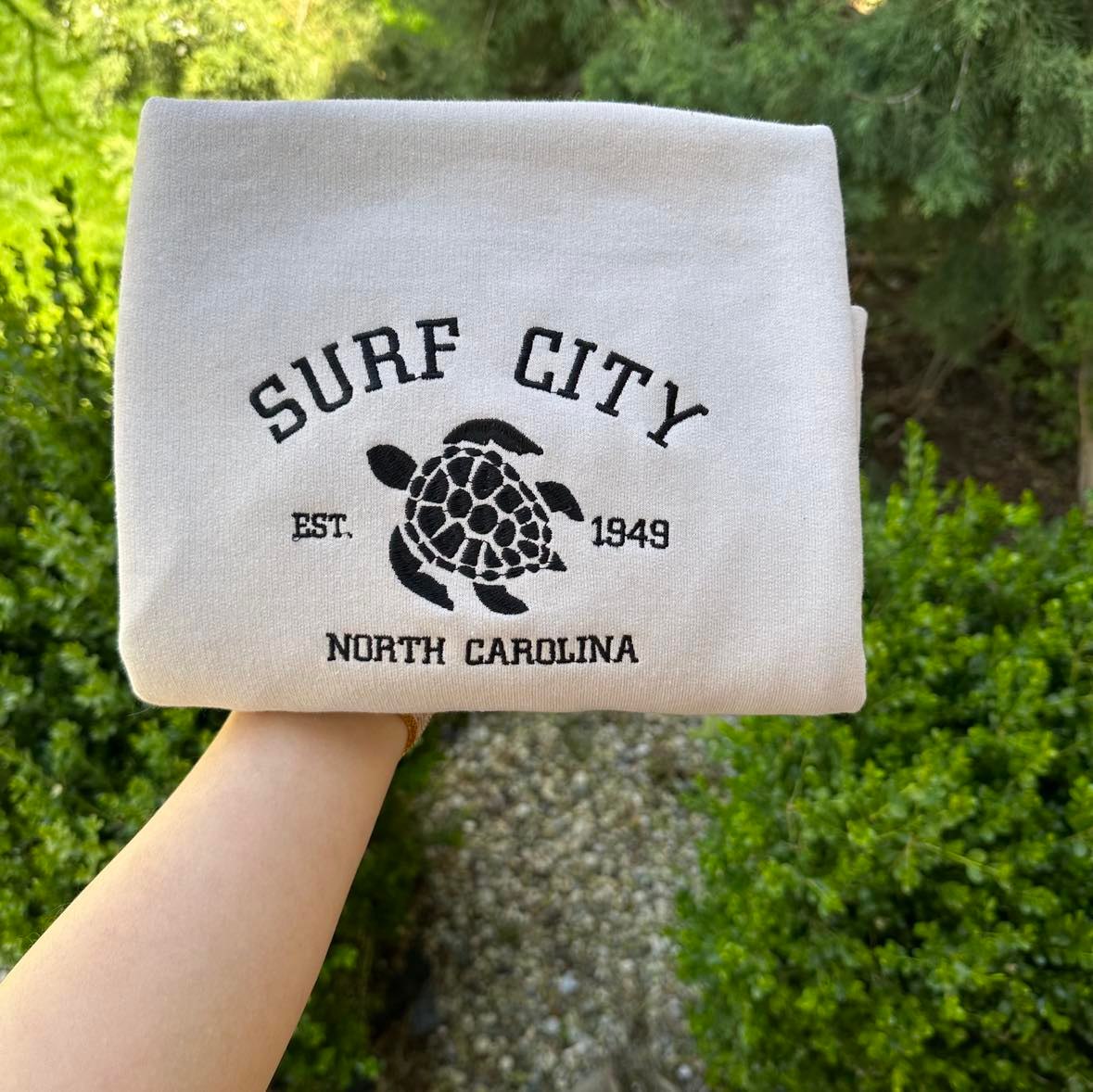 Surf City North Carolina Embroidered Sweatshirt