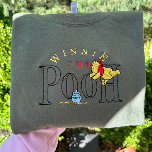 Winnie the Pooh Embroidered sweatshirt; Winnie the Pooh crewneck; gift for her/him custom embroidery crewneck - MrEmbroideryGifts