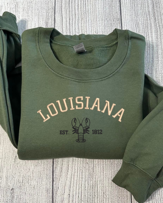 Louisiana est. 1812 embroidered sweatshirt, Louisiana Embroidered crewneck