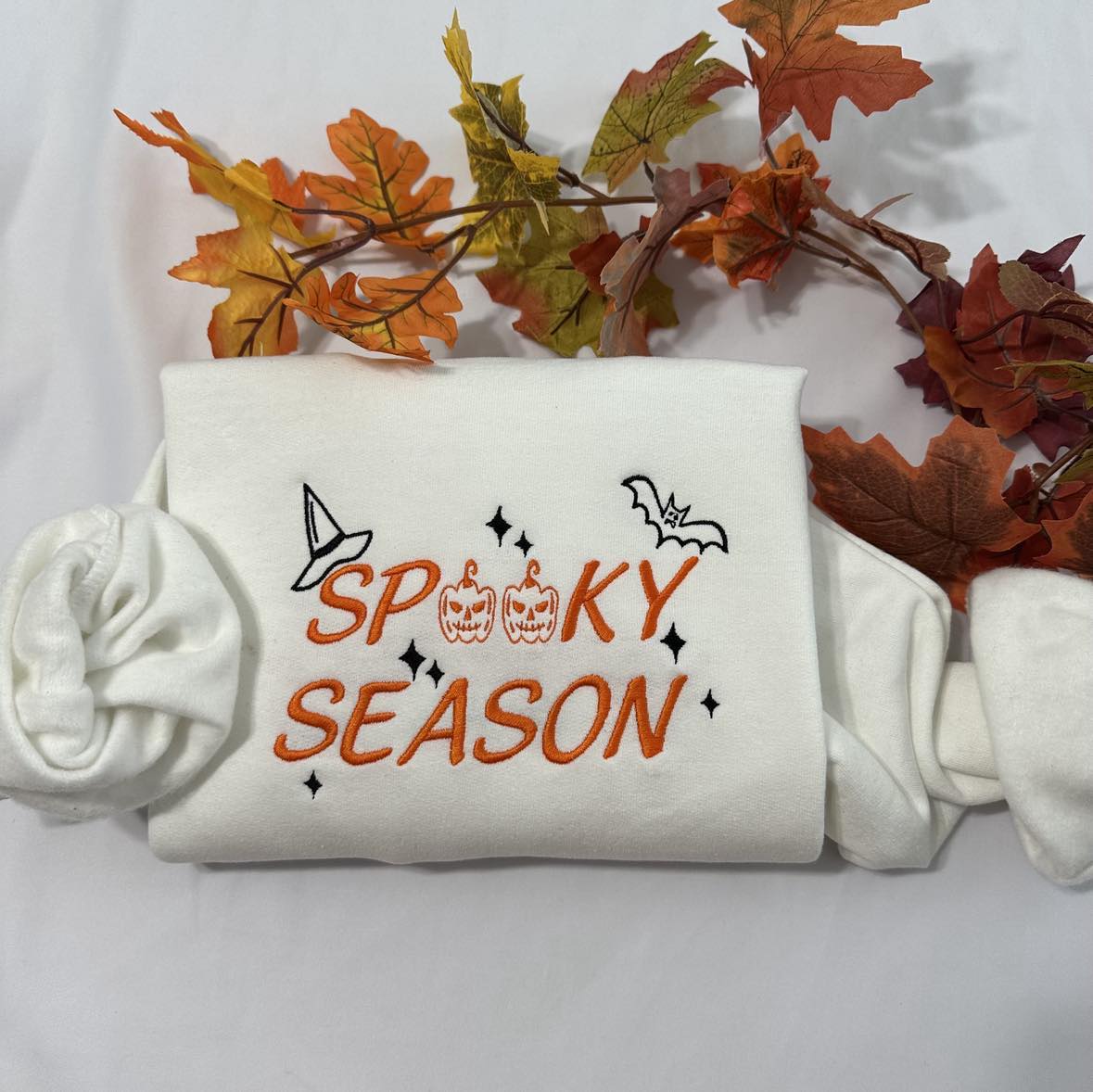 Spooky Season embroidered sweatshirt! Funny Halloween embroidery: Halloween Embroidered Sweatshirts;