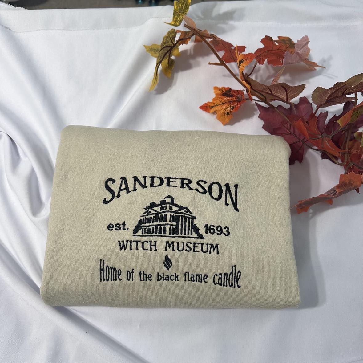 Sanderson Witch Museum embroidered sweatshirt! Halloween unisex embroidered crewneck; Halloween Embroidered Sweatshirts; women clothing