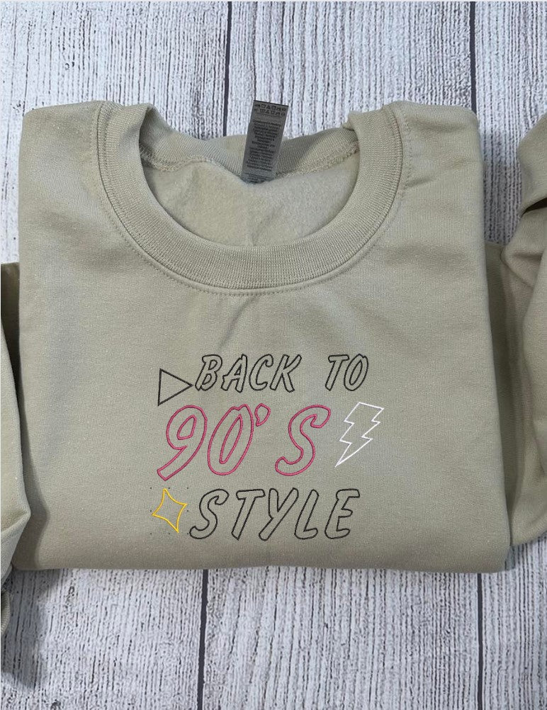 Back to the 90's embroidered sweatshirt; Vintage embroidered crewneck; Y2K; gift for her/him embroidered sweater