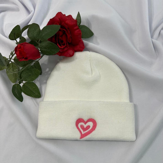 Heart embroidered beanie; custom embroidered beanies; cute gift for her beanie