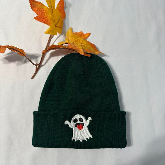 Halloween Ghost embroidered Beanie; Halloween Beanies; custom Beanies