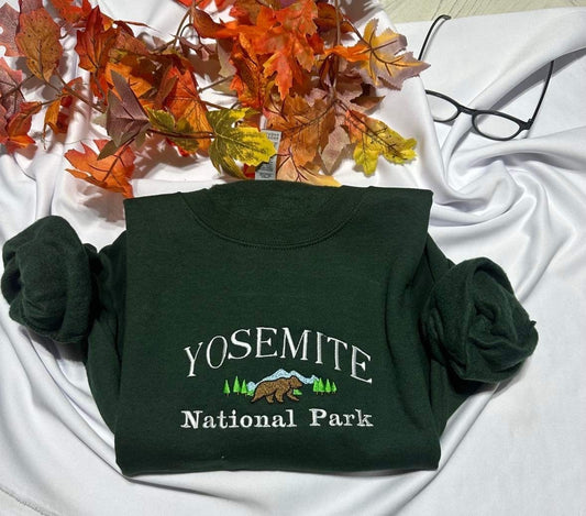 Yosemite National park embroidered sweatshirt; Sierra  Nevada embroidered crewneck; Yosemite California sweater, unique holiday gift