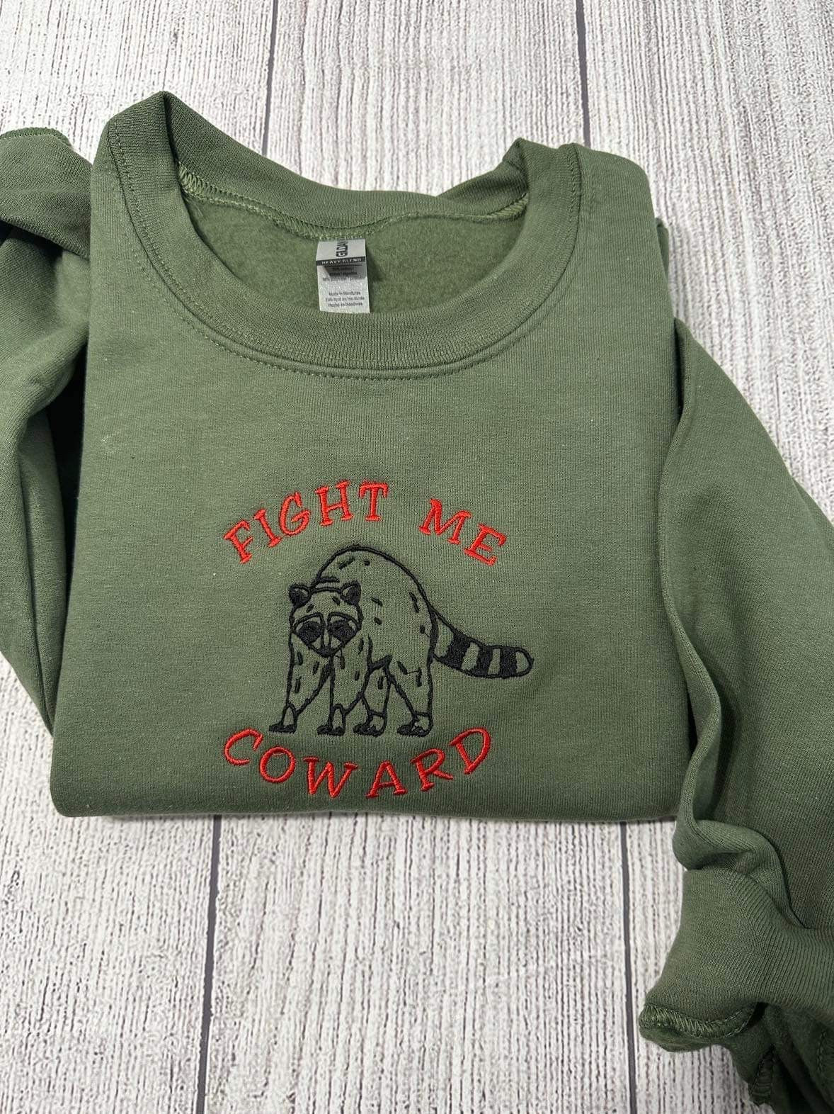 Fight me coward funny embroidered sweatshirt; Funny gift for her/him embroidered crewneck. Christmas or Halloween hoodie