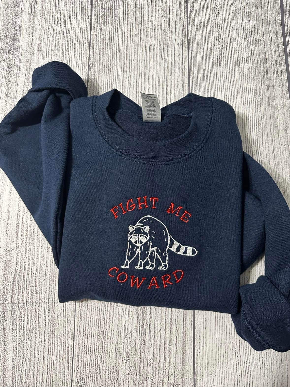 Fight me coward funny embroidered sweatshirt; Funny gift for her/him embroidered crewneck. Christmas or Halloween hoodie