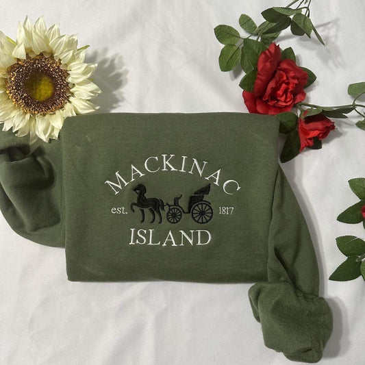 Mackinac Island embroidered Sweatshirt, pure Michigan Mackinac Island embroidered crewneck. Women clothing, fathers gifts