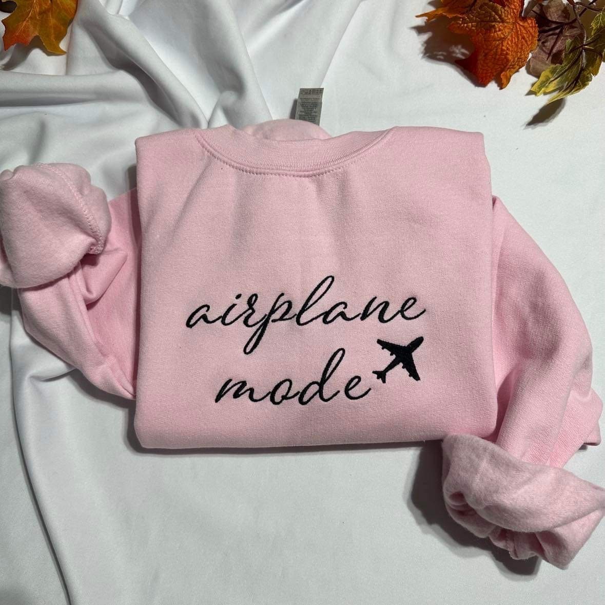 Airplane Mode embroidered sweatshirt; Travel sweater, gift for traveler crewneck,  retro Airplane Mode embroidered crewneck,y2k styles