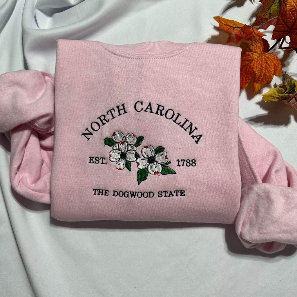 North Carolina embroidered Sweatshirt, the Dogwood State North Carolina embroidered crewneck. Women clothing