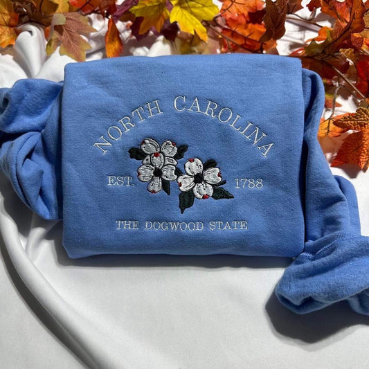 North Carolina embroidered Sweatshirt, the Dogwood State North Carolina embroidered crewneck. Women clothing