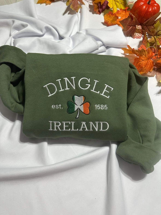 Dingle Ireland embroidered sweatshirt; Dingle embroidered crewneck; gift for mom, St Patrick day gift for him/her