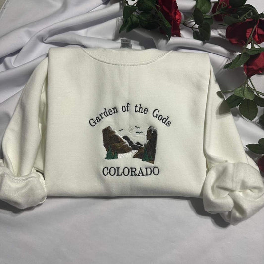 Garden of the Gods embroidered sweatshirt; Colorado embroidered crewneck gift for her/him