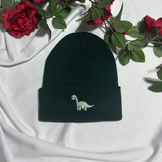 Dinasour embroidered beanie; beanie gift for her or him