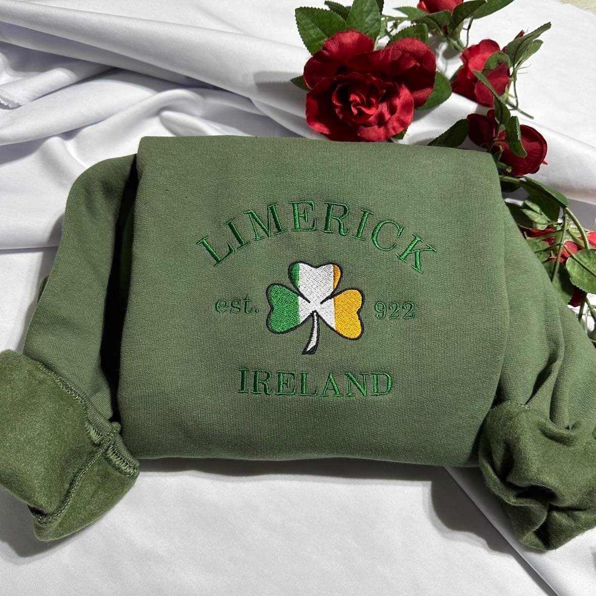 Limerick Ireland embroidered sweatshirt; Limerick embroidered crewneck. Christmas gift for her/him for mom and dad