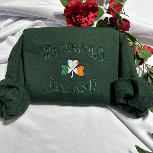 Waterford Ireland embroidered sweatshirt; Waterford embroidered crewneck. gift for her/him; gift for mom/dad