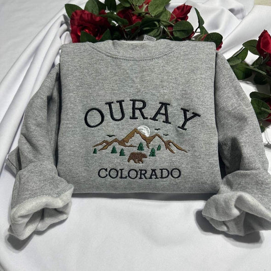 Ouray Colorado embroidered sweatshirt; aesthetic Colorado mountains embroidered crewneck, holiday gift for her/him; gift for mom