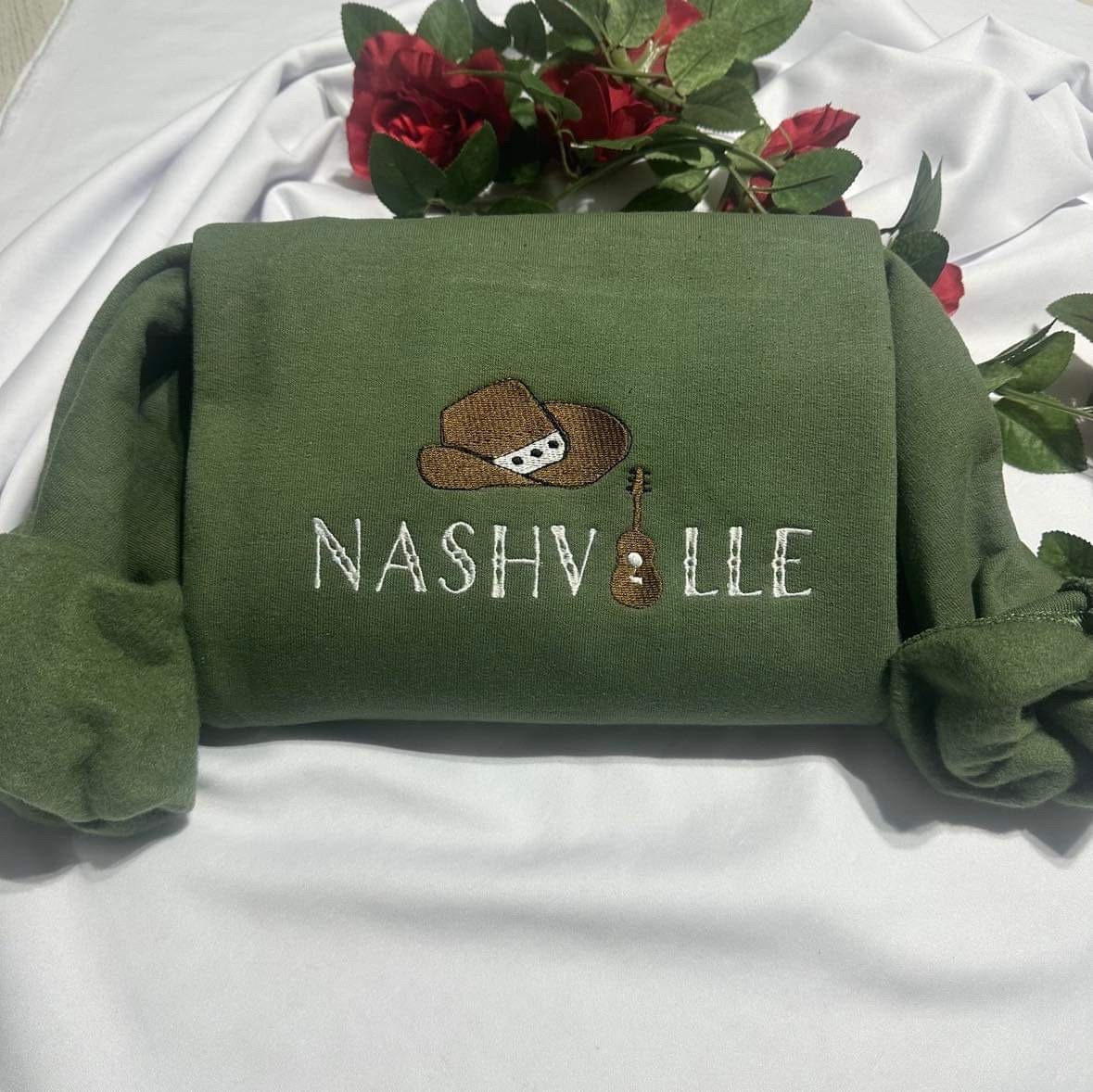 Nashville Tennessee embroidered sweatshirt; retro Nashville embroidered crewneck, best gift for her or him