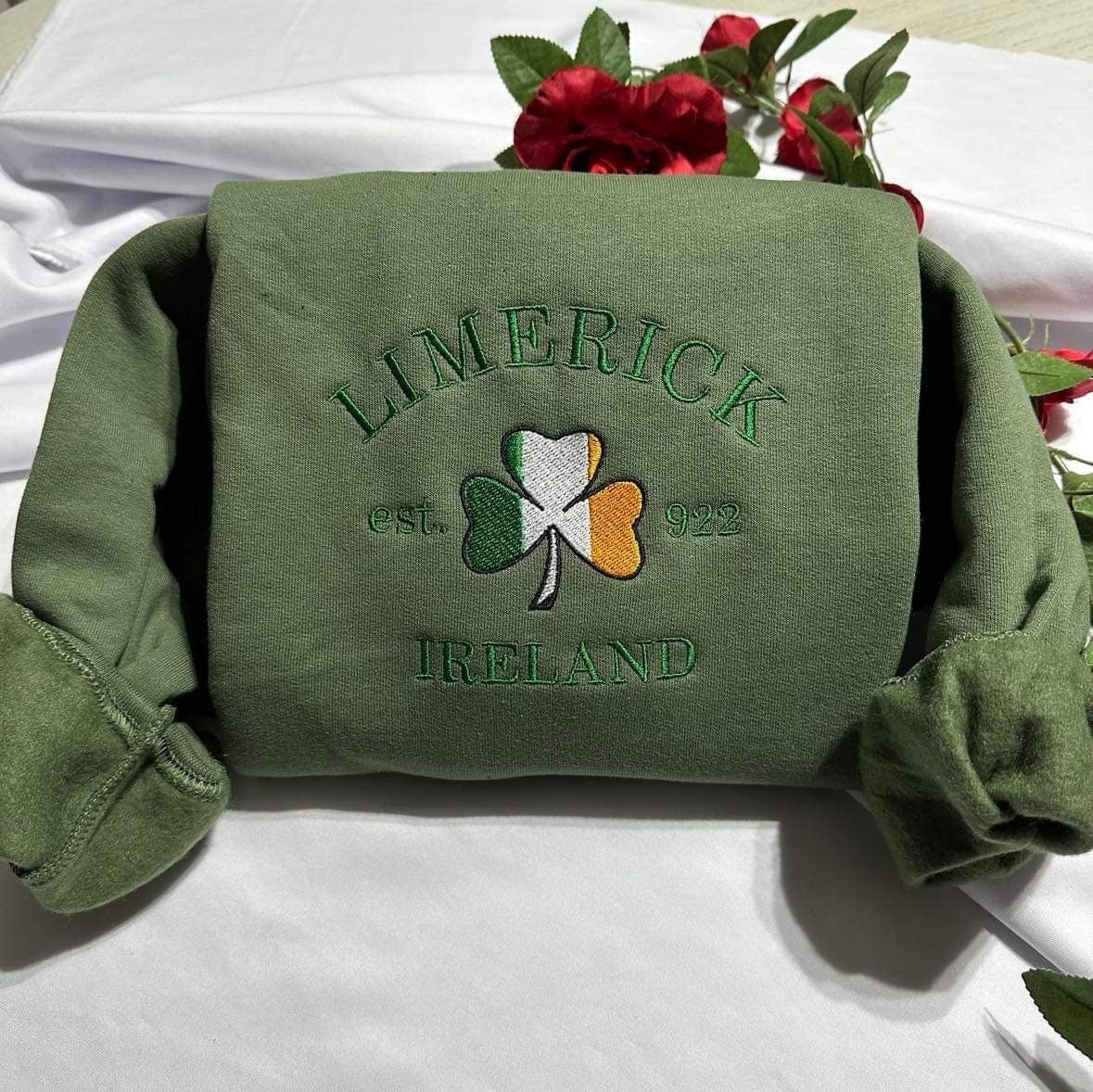 Limerick Ireland embroidered sweatshirt; Limerick embroidered crewneck. Christmas gift for her/him for mom and dad