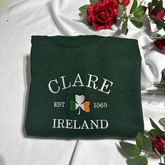 Clare Ireland embroidered sweatshirt; Ireland embroidered crewneck gift for her/him; gift for mom