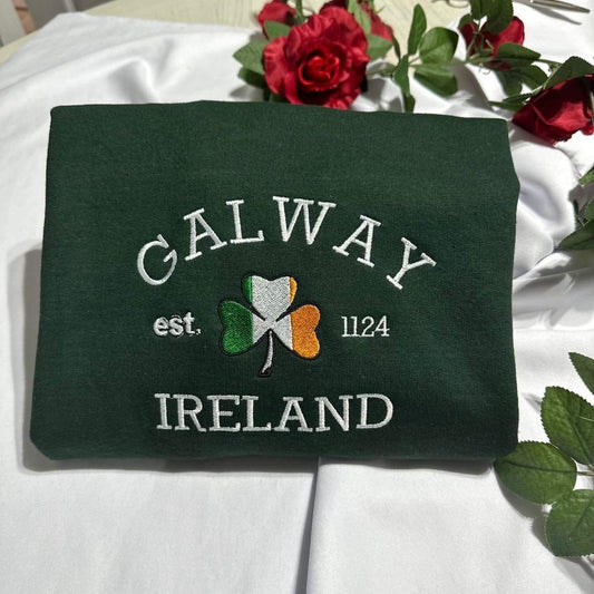 Galway Ireland embroidered sweatshirt; Ireland embroidered crewneck. Christmas gift for her/him; St. Patrick gifts.