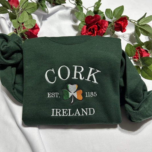 Cork Ireland embroidered sweatshirt; Ireland embroidered crewneck, holiday/Christmas gift for her/him; gift for mom