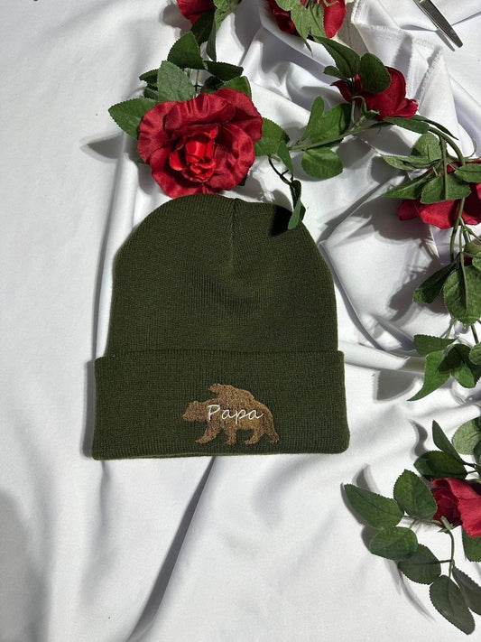 Papa Bear embroidered beanie, Papa embroidered beanie, Fathers Day gift