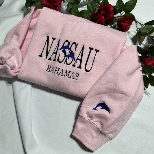 Nassau Bahamas embroidered sweatshirt; Bahamas embroidered crewneck gift for her/him; gift for mom