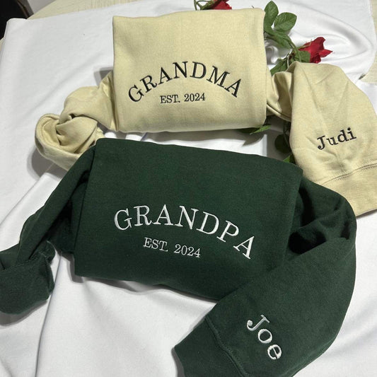 Custom embroidered sweatshirt, personalized custom Grandma and Grandpa gift, Mom and dad personalised gift, holiday/Christmas gift