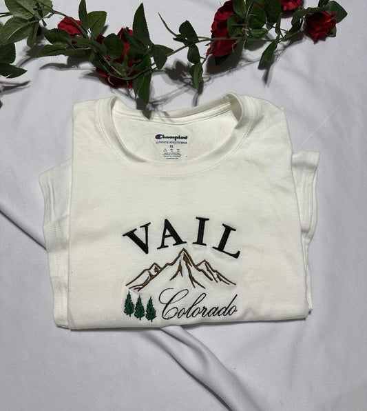 Vail Colorado embroidered T- Shirt; Vail Colorado embroidered T-shirt, unique holiday gift