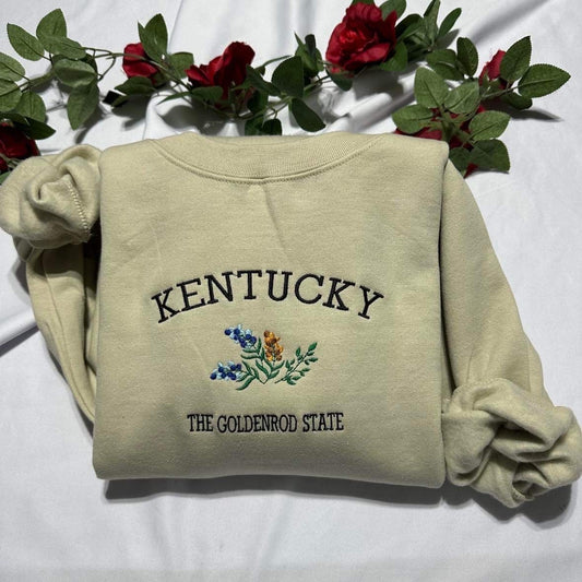 Kentucky embroidered sweatshirt; Kentucky the Goldenrod State embroidered crewneck, unique holiday gift