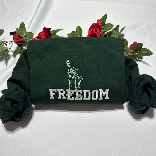 Freedom embroidered sweatshirt; New York Statue of Libert embroidered crewneck. gift for her/him; gift for mom