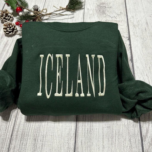 Iceland embroidered sweatshirt; customisable gift for her/him; gift for Iceland  lovers, Christmas gift for her or him