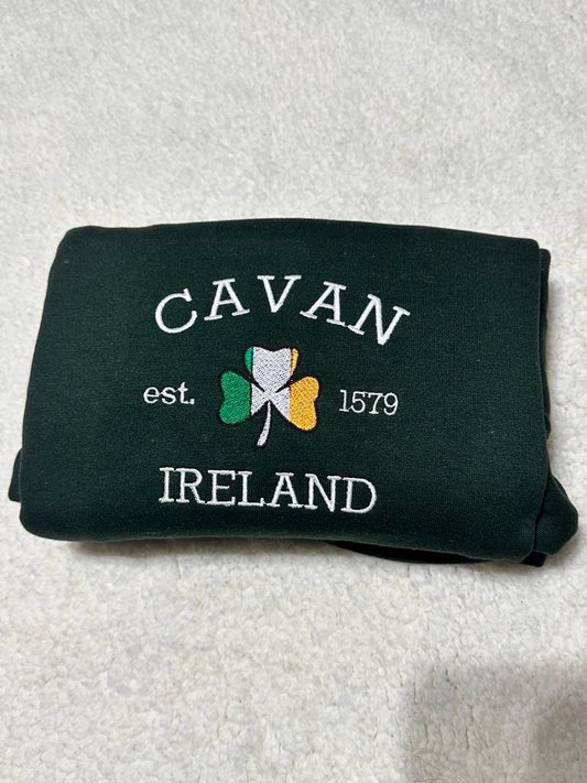 Cavan Ireland embroidered sweatshirt; Cavanembroidered crewneck. Holiday/ Christmas gift for her/him.