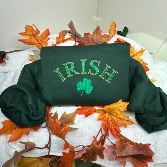 Irish- Shamrock embroidered sweatshirt; Ireland embroidered crewneck, holiday/Christmas gift for her/him; St. Patrick’s day Style