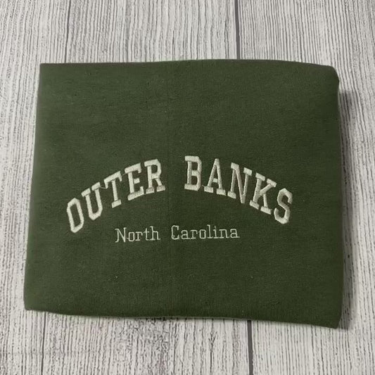 OUTER BANKS North Carolina EMBROIDERED SWEATSHIRT