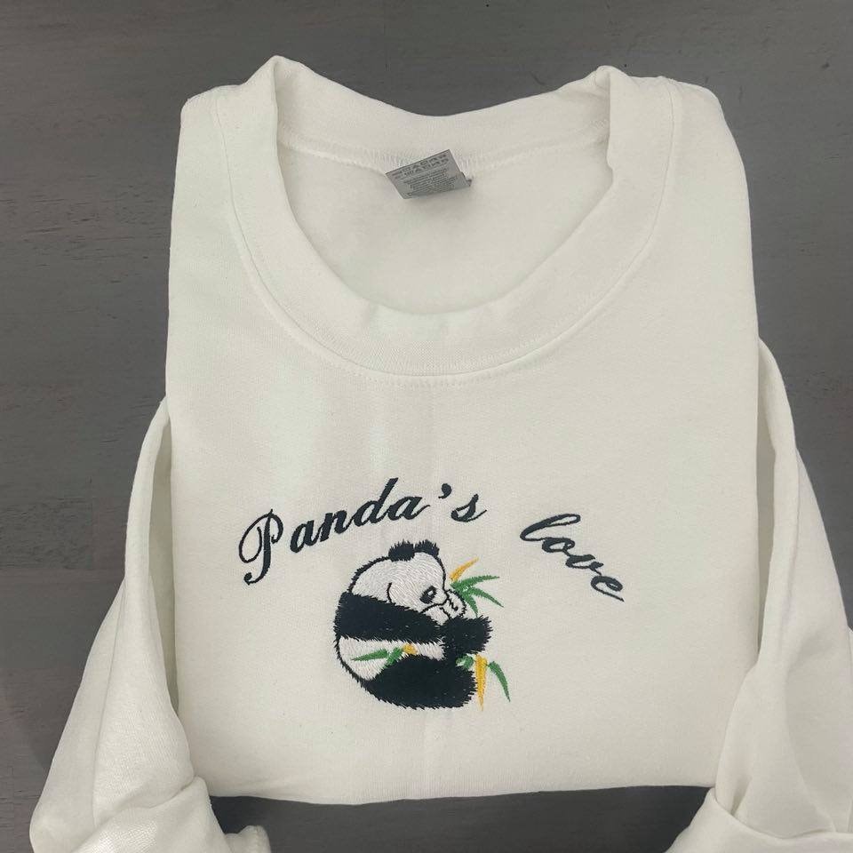 vintage Panda Embroidered sweatshirt; Panda's love crewneck; Panda's love sweatshirt