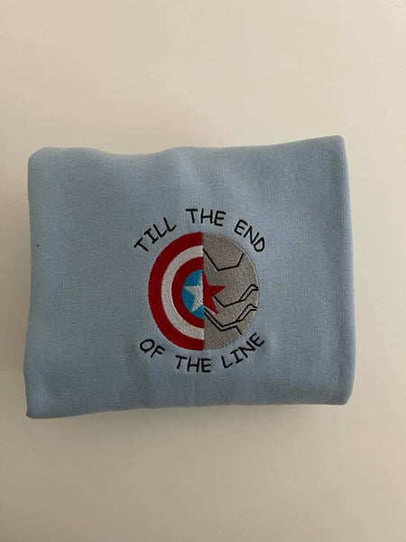 Captain America Sweatshirt until the end of the line Marvel Crewneck. Avengers custom embroidery crewnecks; gift for her/him sweater - MrEmbroideryGifts