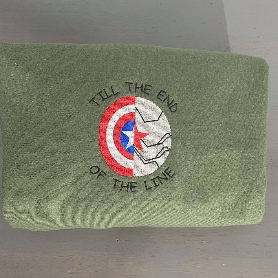 Captain America Sweatshirt until the end of the line Marvel Crewneck. Avengers custom embroidery crewnecks; gift for her/him sweater - MrEmbroideryGifts