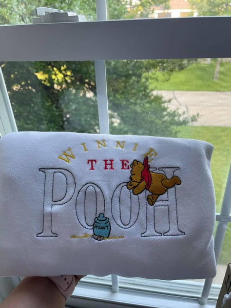 Winnie the Pooh Embroidered sweatshirt; Winnie the Pooh crewneck; gift for her/him custom embroidery crewneck - MrEmbroideryGifts