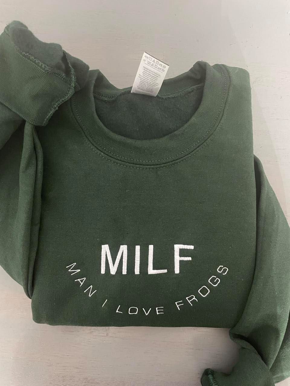 MILF Man I love Frogs embroidered sweatshirt, MILF Embroidery sweatshirts; custom Frogs sweatshirts, funny sweatshirt; funny mother's gift - MrEmbroideryGifts