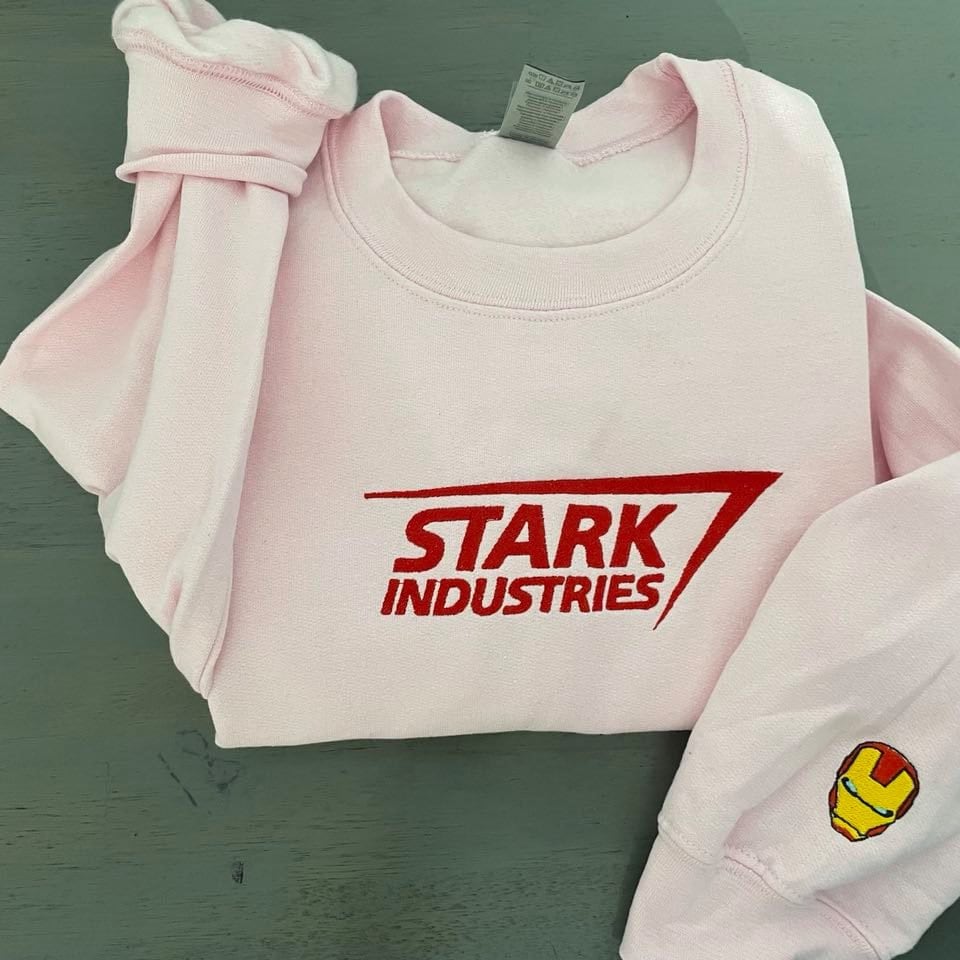 Stark Industries Embroidered Hoodie; ironman embroidered Hoodie; ironman Hoodies; Stark industries crewneck; gift for her/him custom shirt - MrEmbroideryGifts