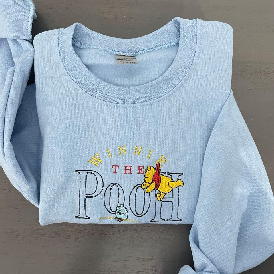 Winnie the Pooh Embroidered sweatshirt; Winnie the Pooh crewneck, Winnie the Pooh custom embroidery