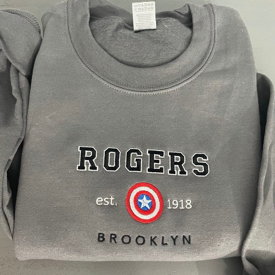 Rogers 1918 Embroidered sweatshirt; Avenger Marvel embroidered sweatshirt; Rogers 1918 crewneck; gift for crewnec; Rogers sweatshirt - MrEmbroideryGifts