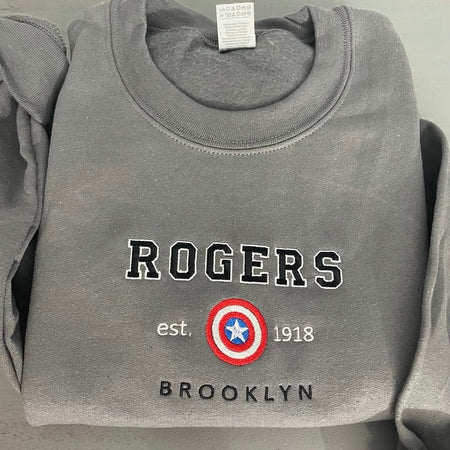 Rogers 1918 Embroidered sweatshirt; Avenger Marvel embroidered sweatshirt; Rogers 1918 crewneck; gift for crewnec; Rogers sweatshirt - MrEmbroideryGifts