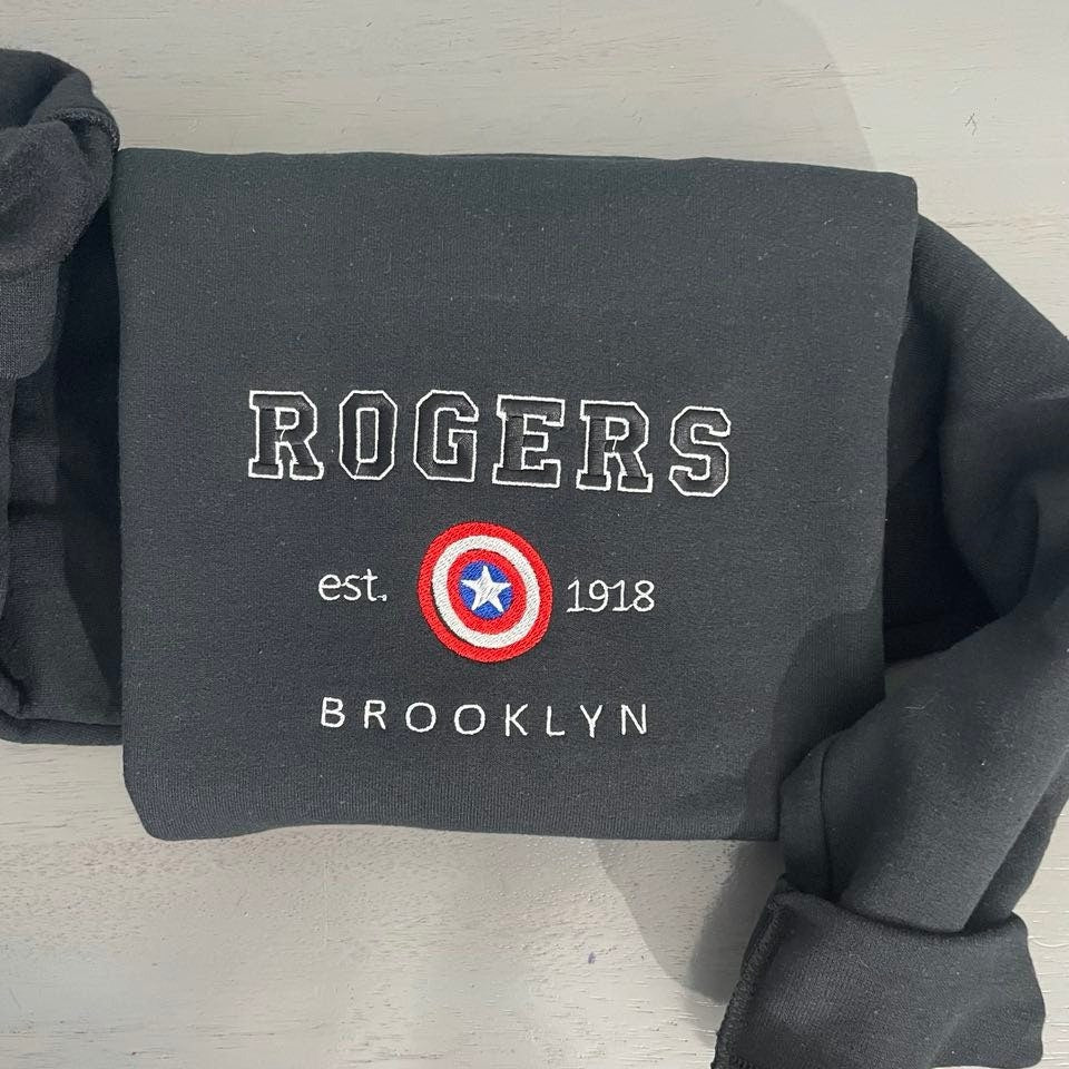 Rogers 1918 Embroidered sweatshirt; Avenger Marvel embroidered sweatshirt; Rogers 1918 crewneck; gift for crewnec; Rogers sweatshirt - MrEmbroideryGifts
